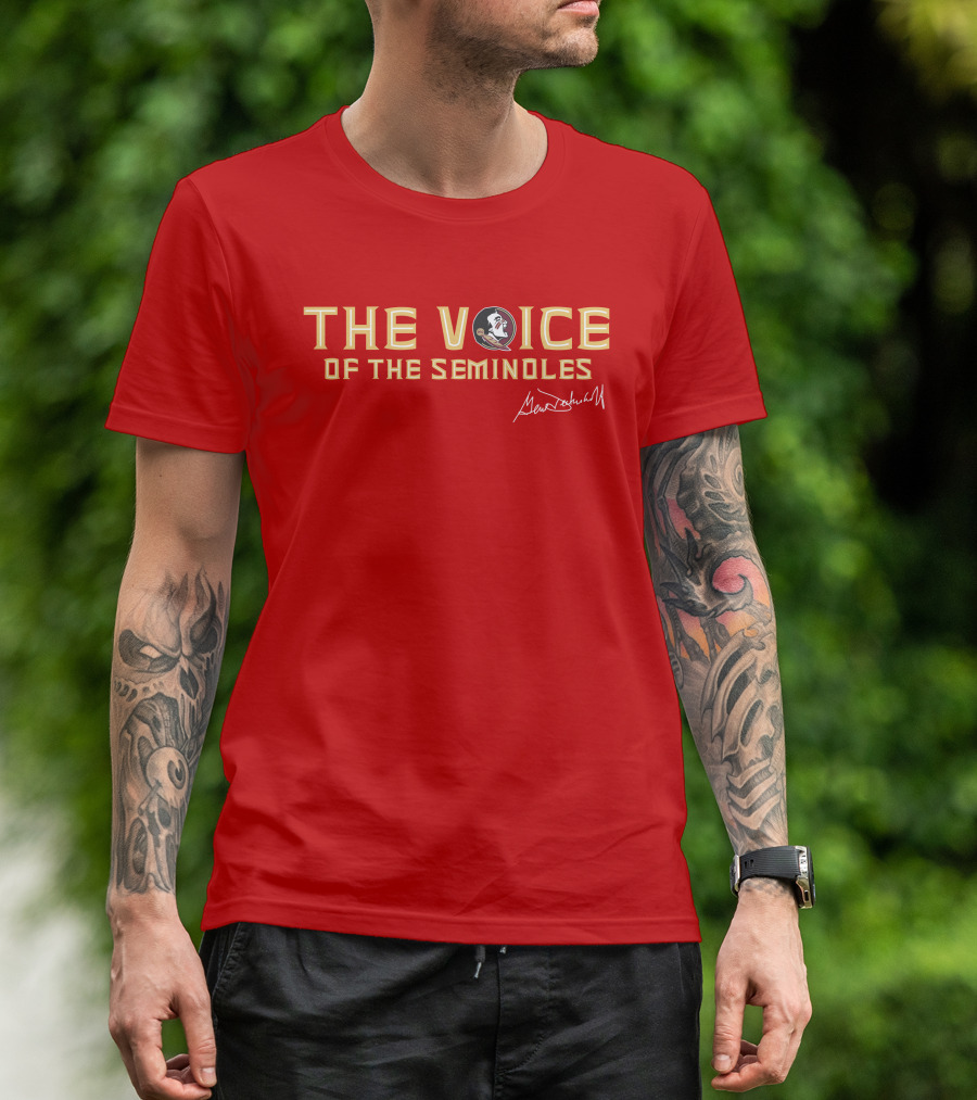 The Voice Of The Seminoles Gene Deckerhoff Signature With Florida State Seminoles T-Shirt