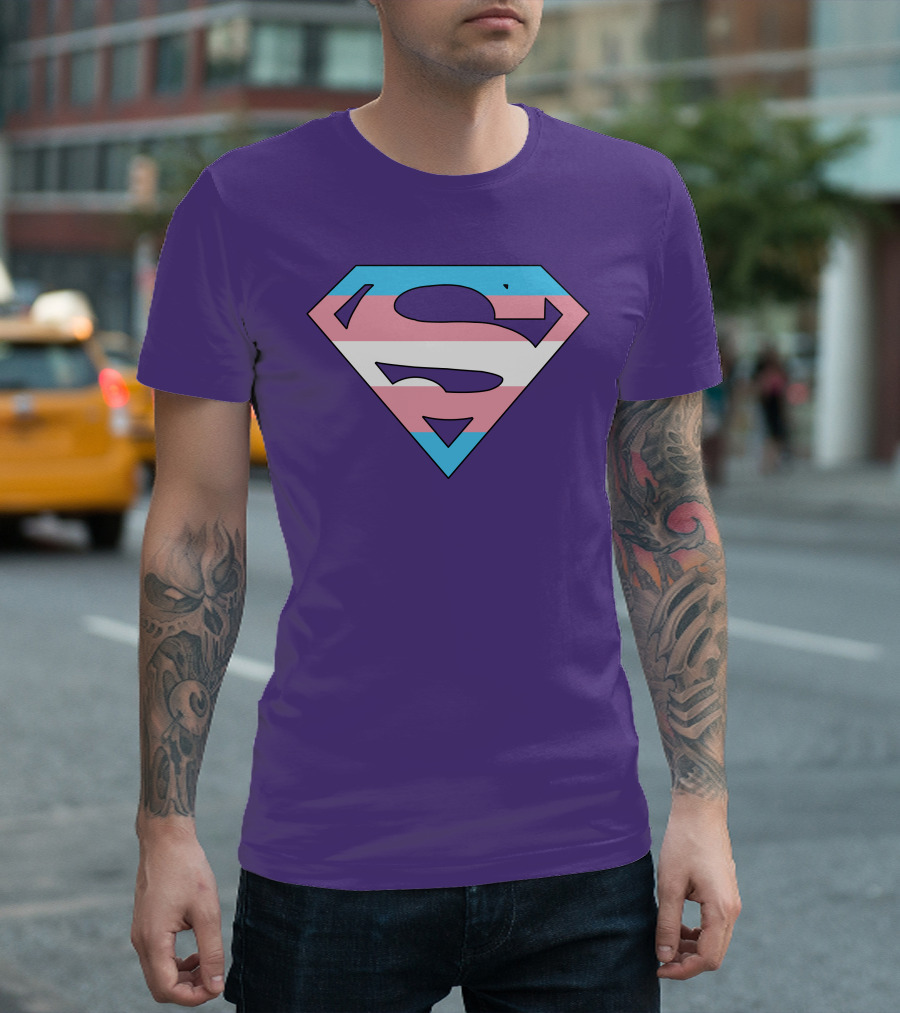 Superman Logo Trans Flag Trans Rights Are Human Rights T-Shirt