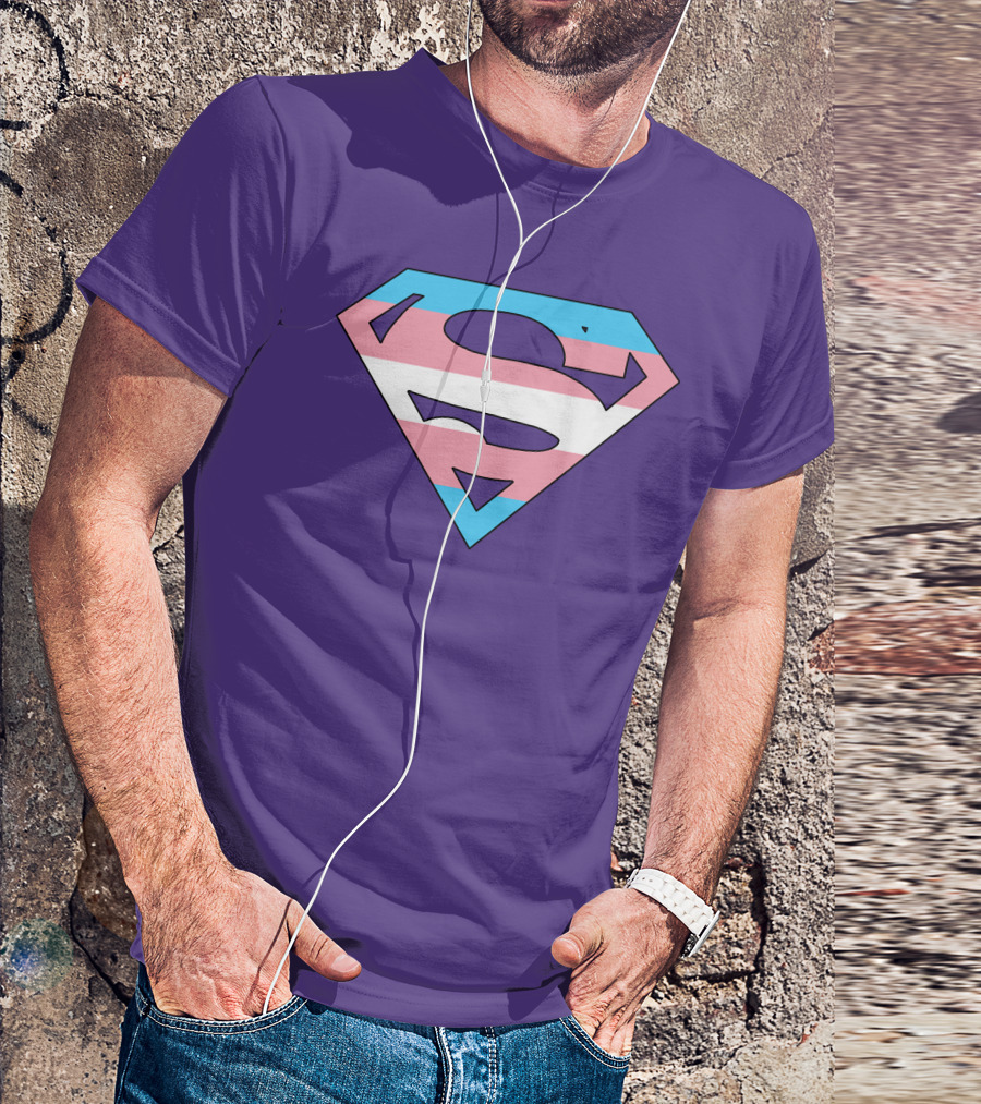Superman Logo Trans Flag Trans Rights Are Human Rights T-Shirt