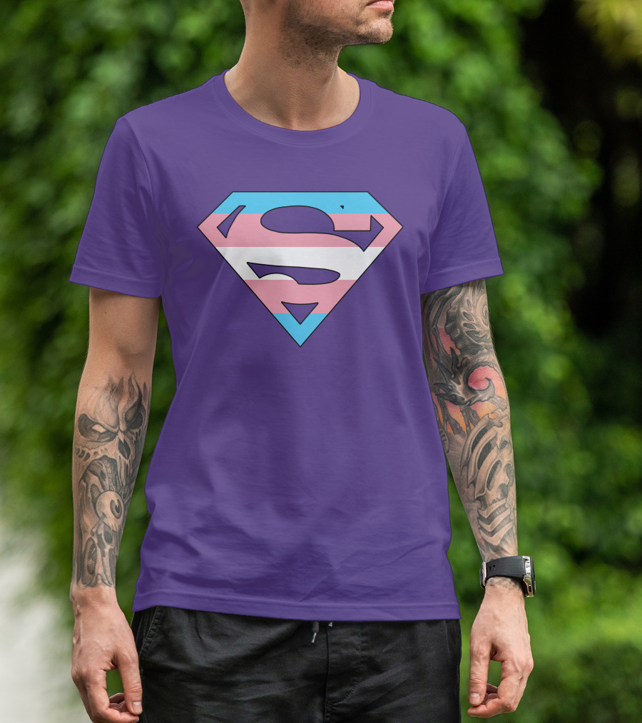 Superman Logo Trans Flag Trans Rights Are Human Rights T-Shirt