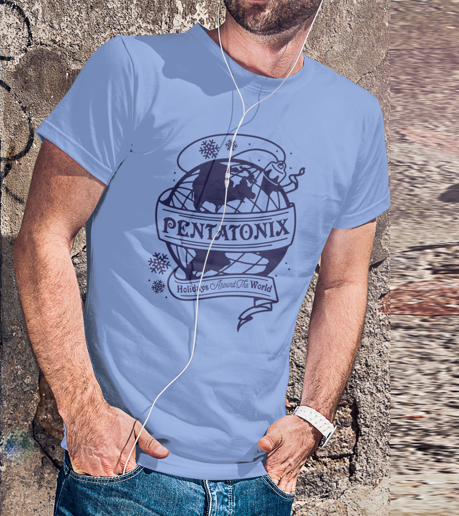 Pentatonix Holidays Around The World Globe And Snowflakes T-Shirt