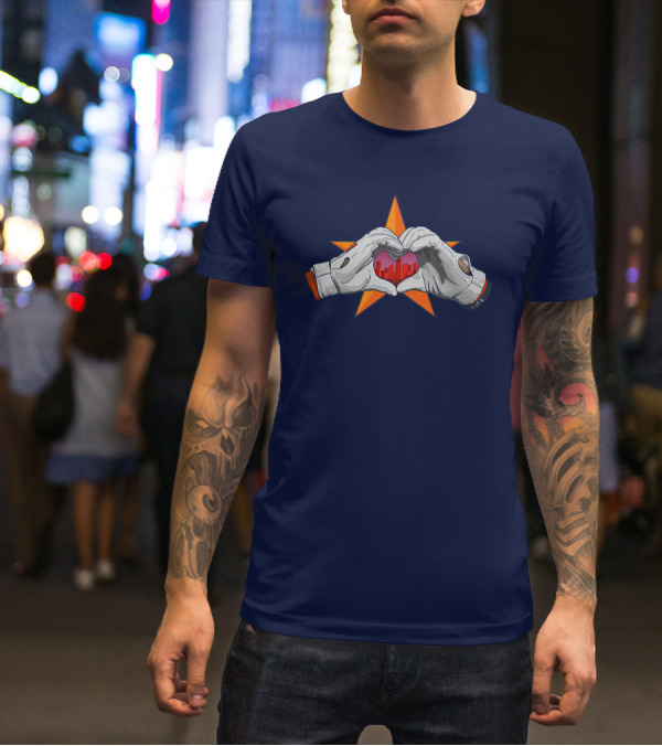 713Shirts Love Hou Astronaut Hands Heart Skyline Star Background T-Shirt