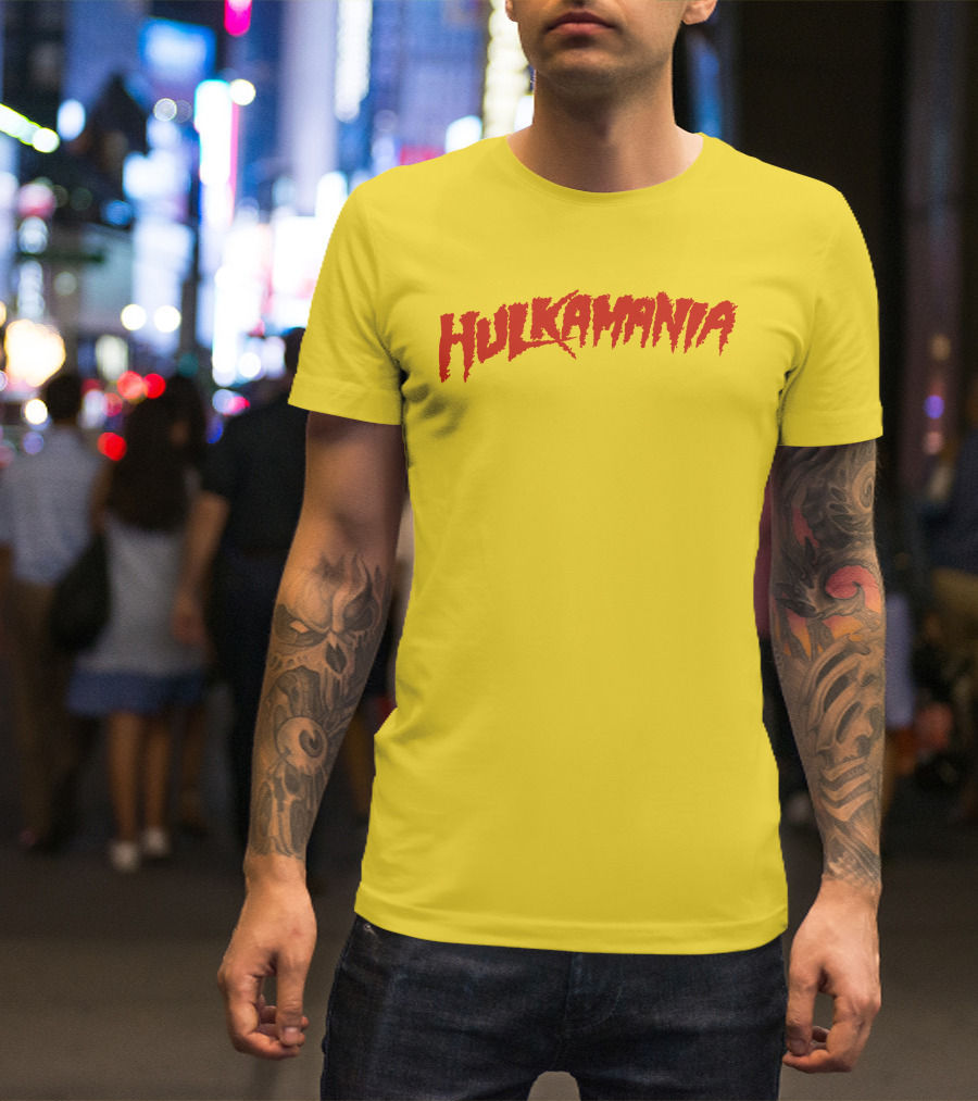 Jake Paul Wearing Iconic Hulkamania Yellow And Red T-Shirt