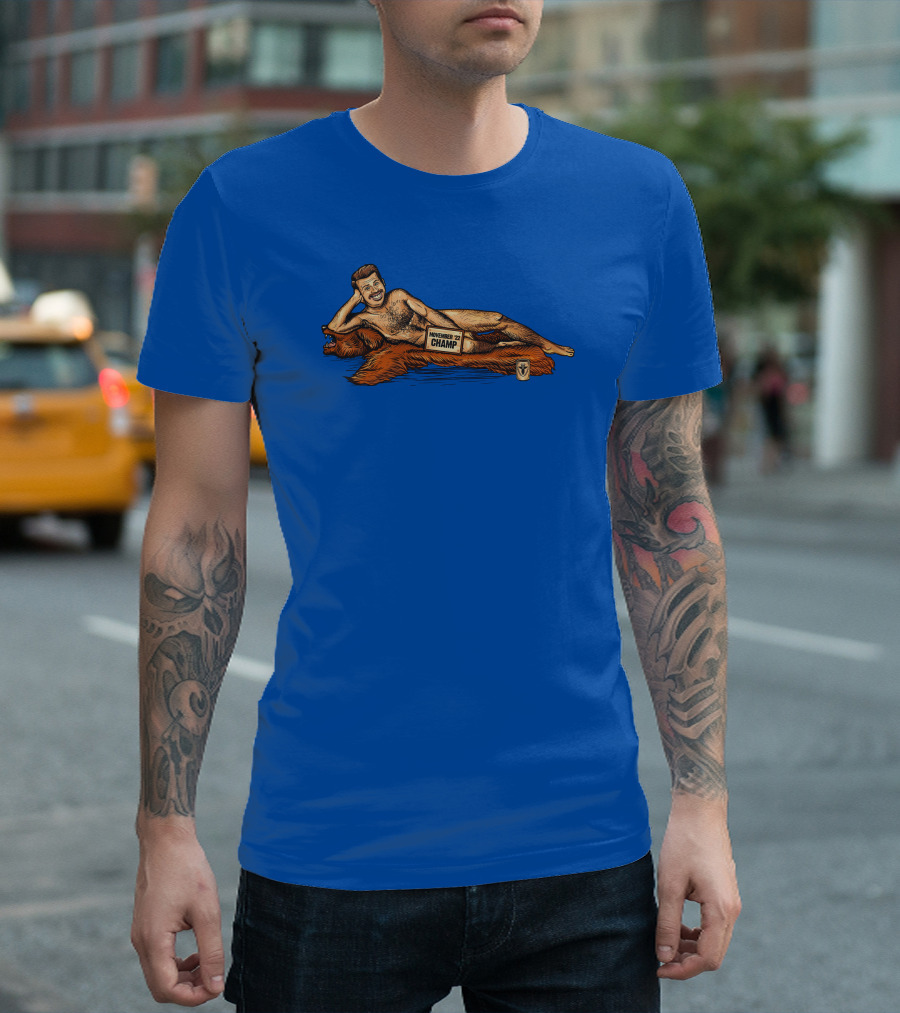 Movember 22 Champ Terroriser Reclining on Bear Rug T-Shirt