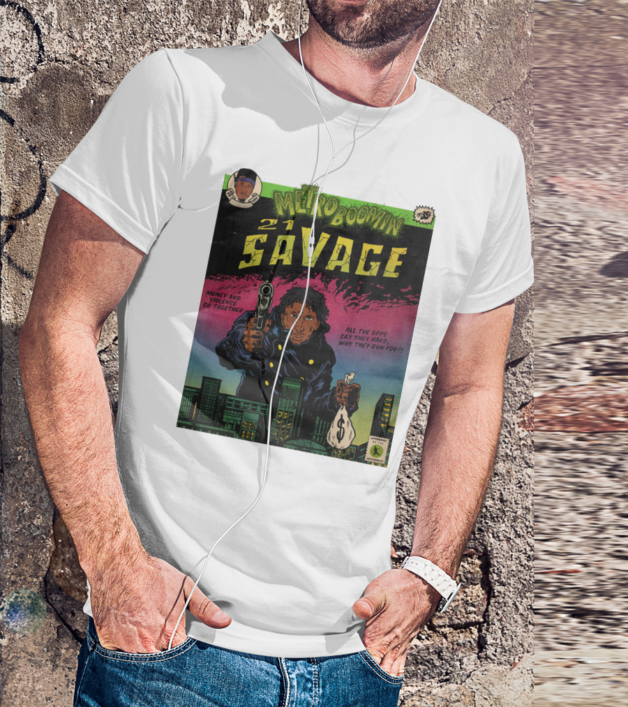Metro Boomin 21 Savage Heroes And Villains Comic Money And Violence Go Together T-Shirt