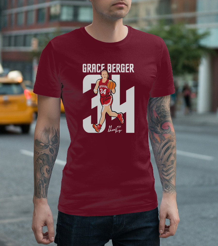 Grace Berger Indiana Basketball 34 Signature Player T-Shirt
