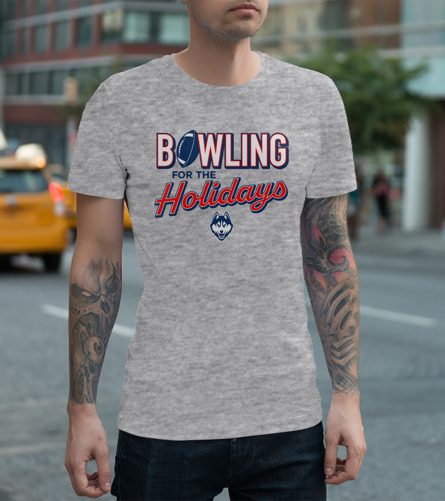 Uconn Huskies Bowling For The Holidays Football T-Shirt