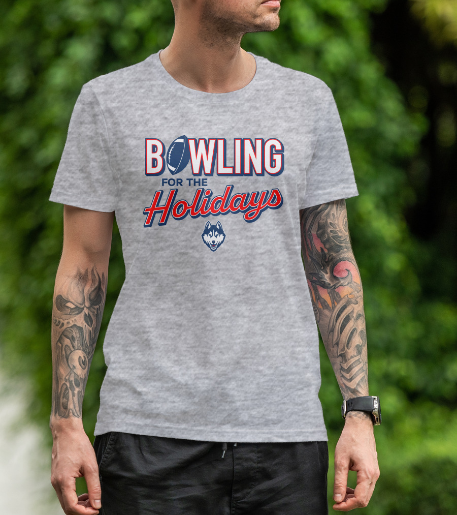 Uconn Huskies Bowling For The Holidays Football T-Shirt