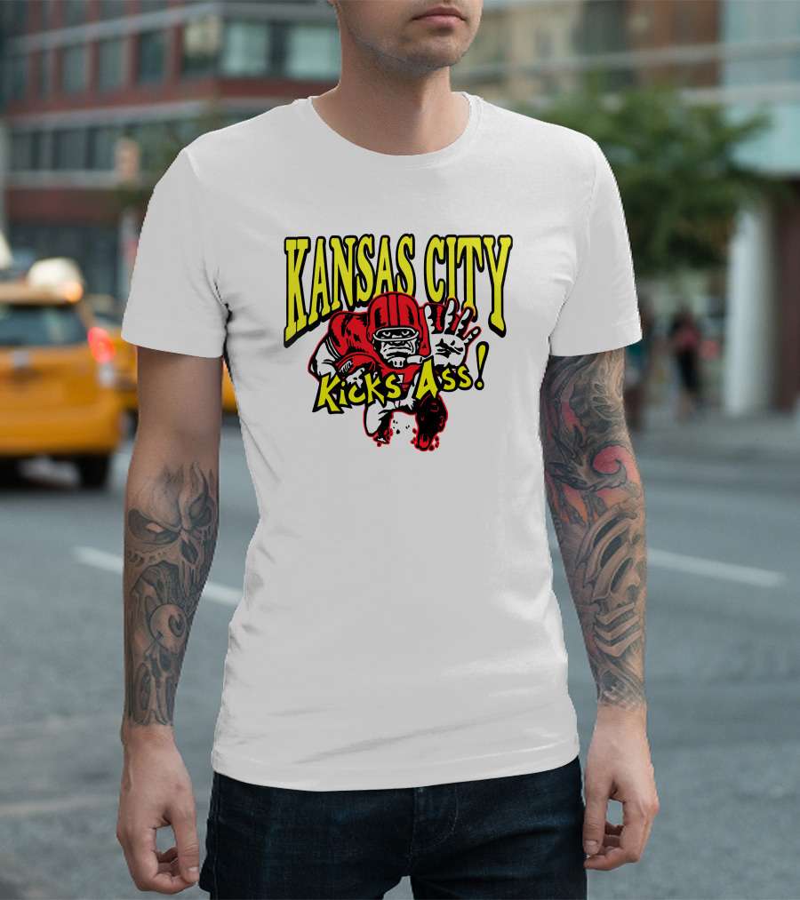 Kansas City Kicks Ass Red Football Player T-Shirt