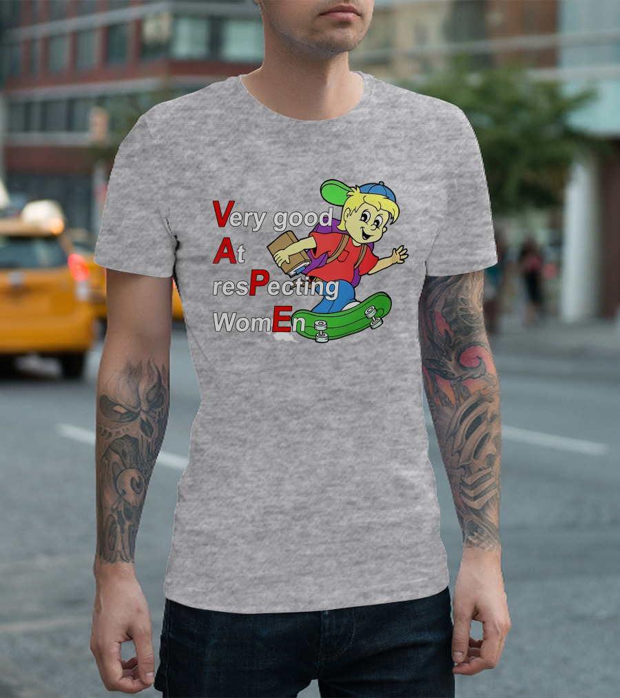 Yeah I Vape Very Good At Respecting Women Skater Boy Cartoon T-Shirt
