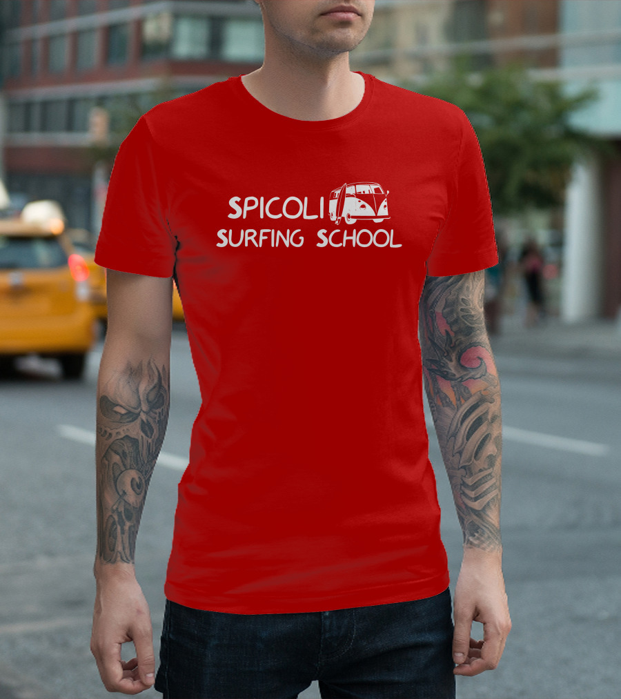 Spicoli Surfing School Super 70s Sports Vintage Van Surfboard T-Shirt
