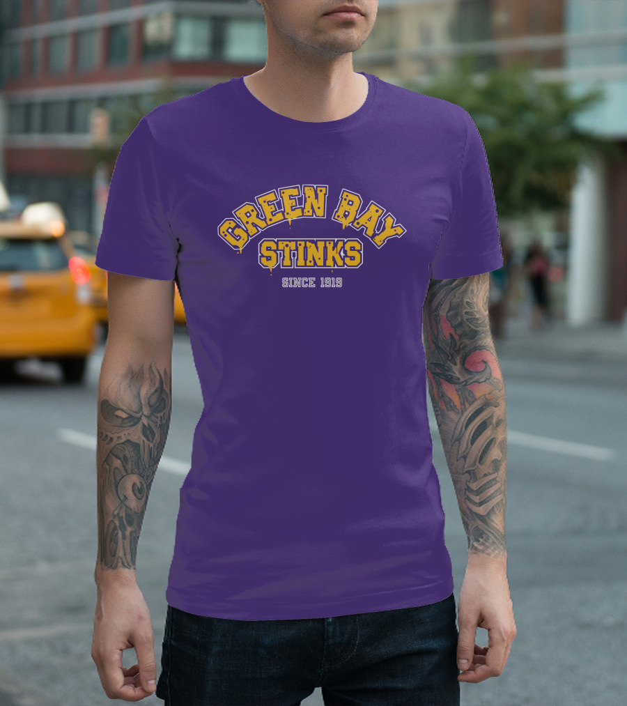 Green Bay Stinks Since 1919 John Randle Purple Yellow Football Rivalry Joke T-Shirt