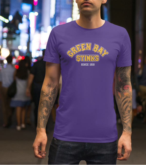 Green Bay Stinks Since 1919 John Randle Purple Yellow Football Rivalry Joke T-Shirt