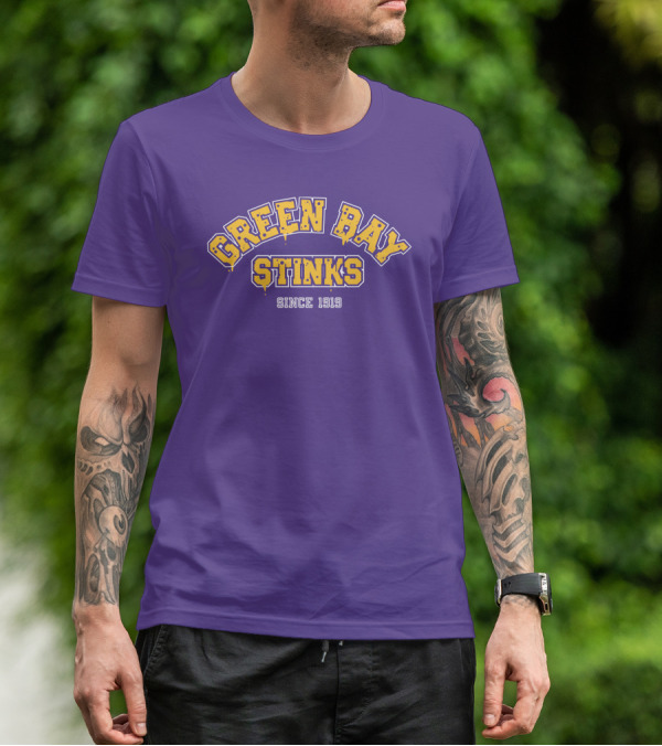 Green Bay Stinks Since 1919 John Randle Purple Yellow Football Rivalry Joke T-Shirt