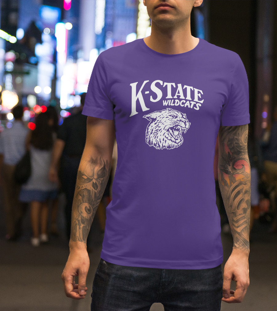 Charlie Hustle K-State Wildcats Vintage Purple Mascot T-Shirt