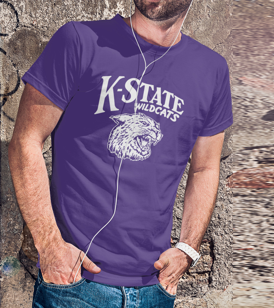Charlie Hustle K-State Wildcats Vintage Purple Mascot T-Shirt