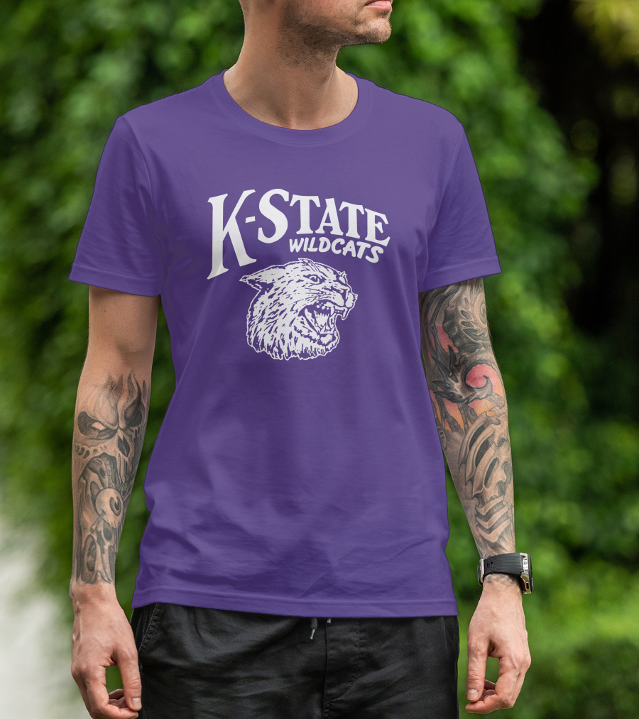 Charlie Hustle K-State Wildcats Vintage Purple Mascot T-Shirt