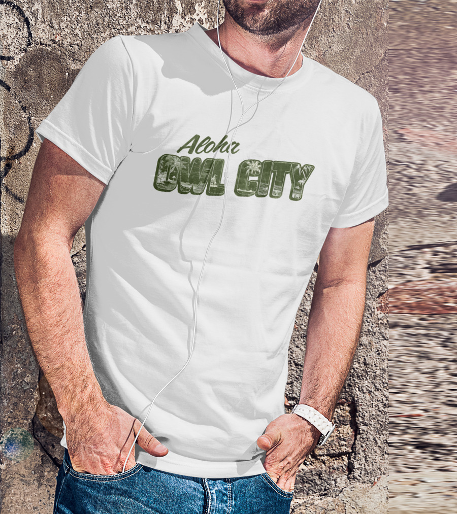 Aloha Owl City Palm Tree Green Tropical T-Shirt