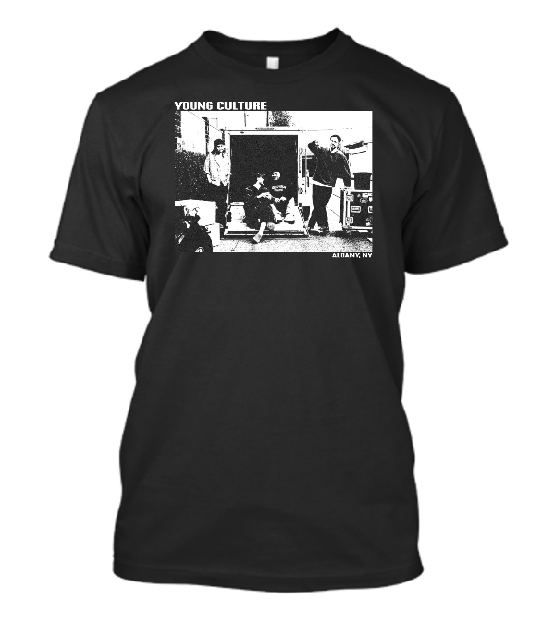 Young Culture Live Hanging Out In Albany NY Black And White Band Photo T-Shirt