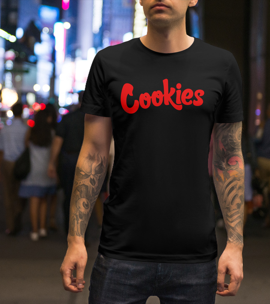 Matt Price Wears Cookies Text In Red T-Shirt