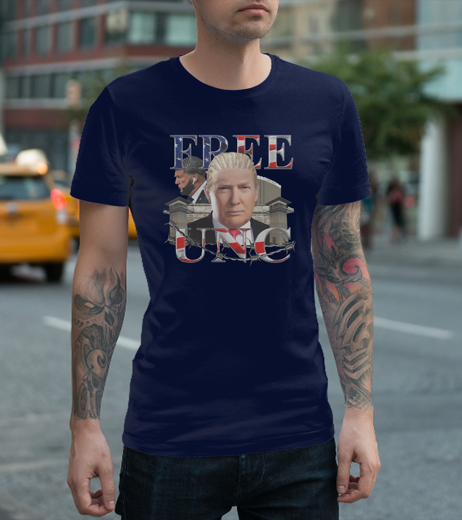 Free Unc Trump American Flag Prison Crossover T-Shirt