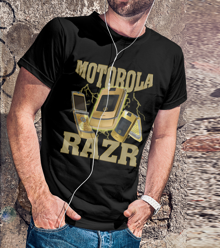 MOTOROLA RAZR Gold Flip Phone Lightning T-Shirt