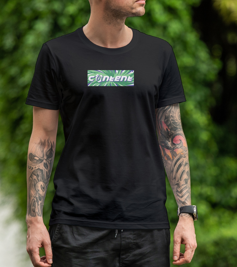 Content Bold Logo Green And Purple Swirl Aboutimejoey T-Shirt