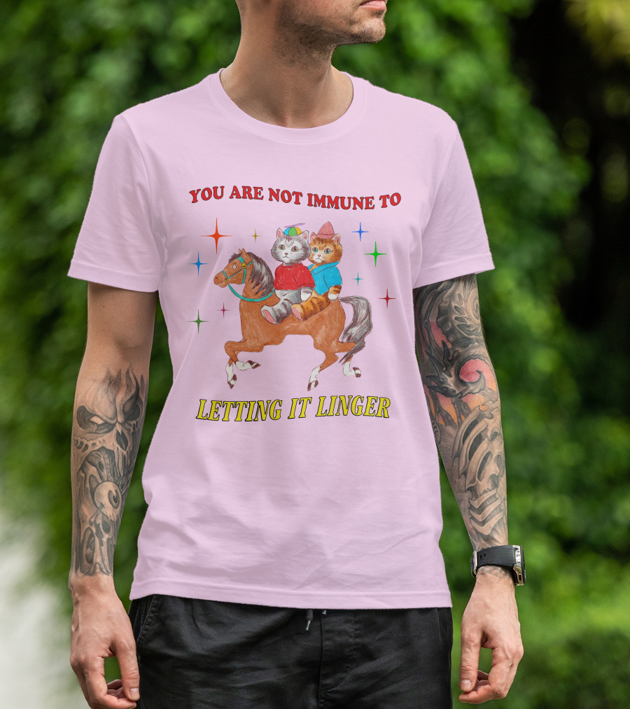 You Are Not Immune To Letting It Linger Cats On Horse With Colorful Stars T-Shirt