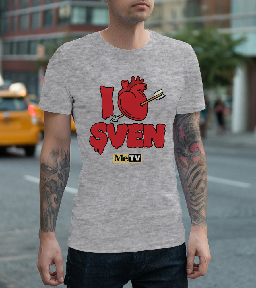 MeTV Store I Heart Sven with Anatomical Heart and Arrow T-Shirt