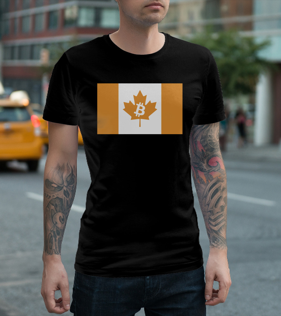 The Best Business Show Merch Bitcoin Canada Maple Leaf Orange Flag T-Shirt