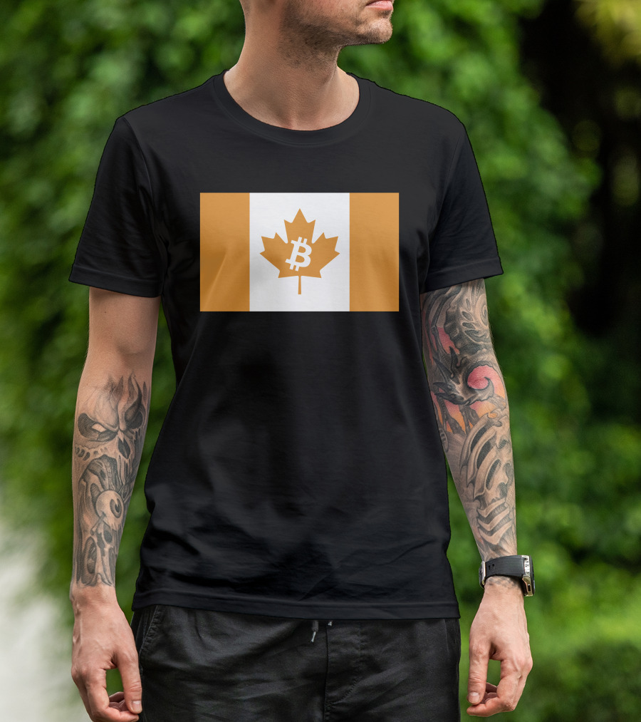 The Best Business Show Merch Bitcoin Canada Maple Leaf Orange Flag T-Shirt