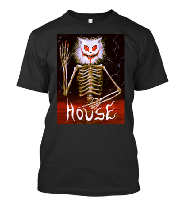 House Skeleton Cat Spirit With Lightning T-Shirt