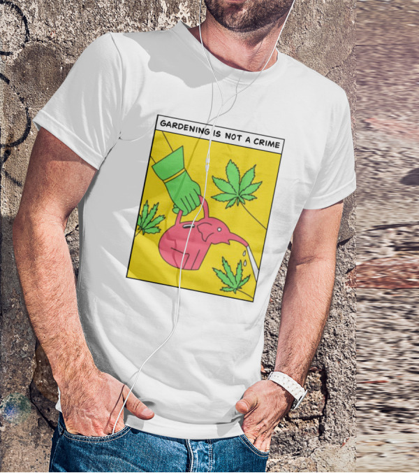 Gardening Is Not A Crime Hand Watering Can Cannabis Leaves T-Shirt