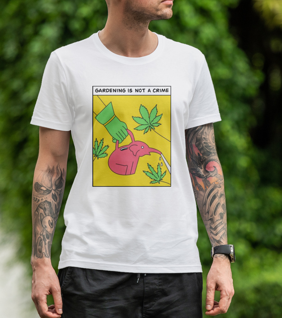 Gardening Is Not A Crime Hand Watering Can Cannabis Leaves T-Shirt