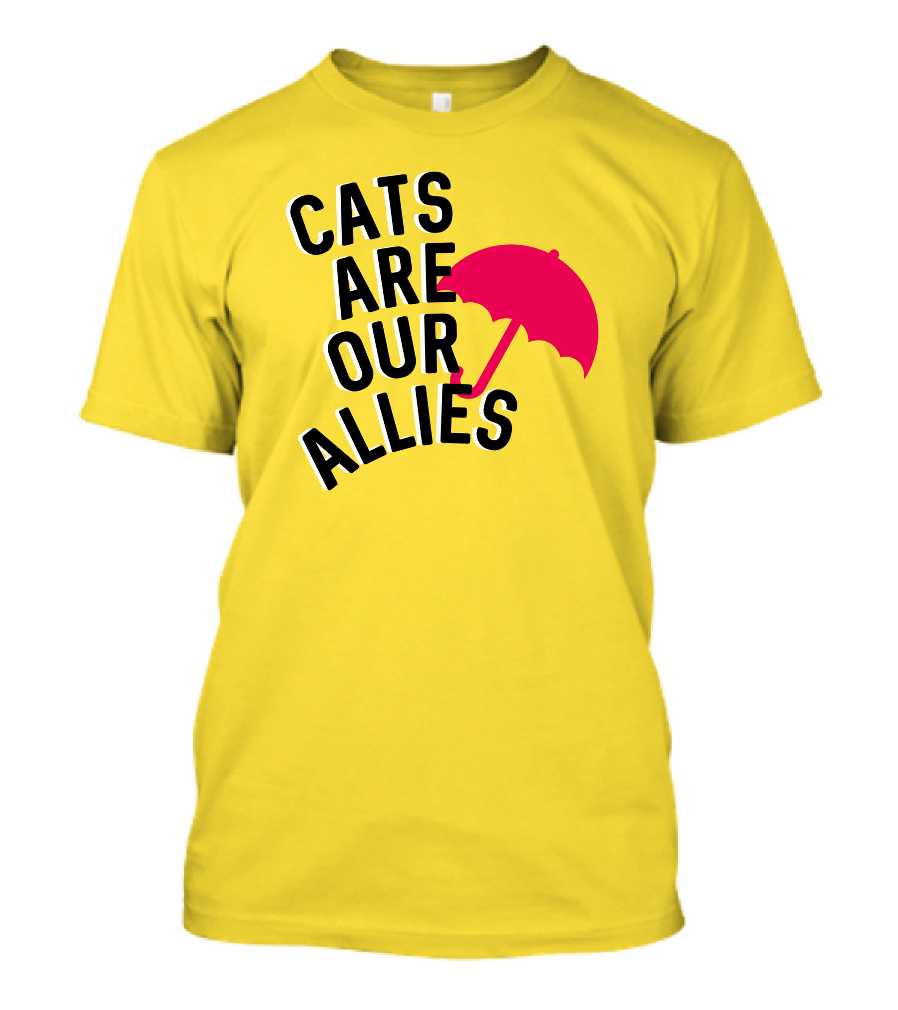 Cats Are Our Allies Red Umbrella T-Shirt