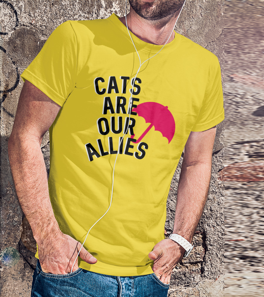 Cats Are Our Allies Red Umbrella T-Shirt