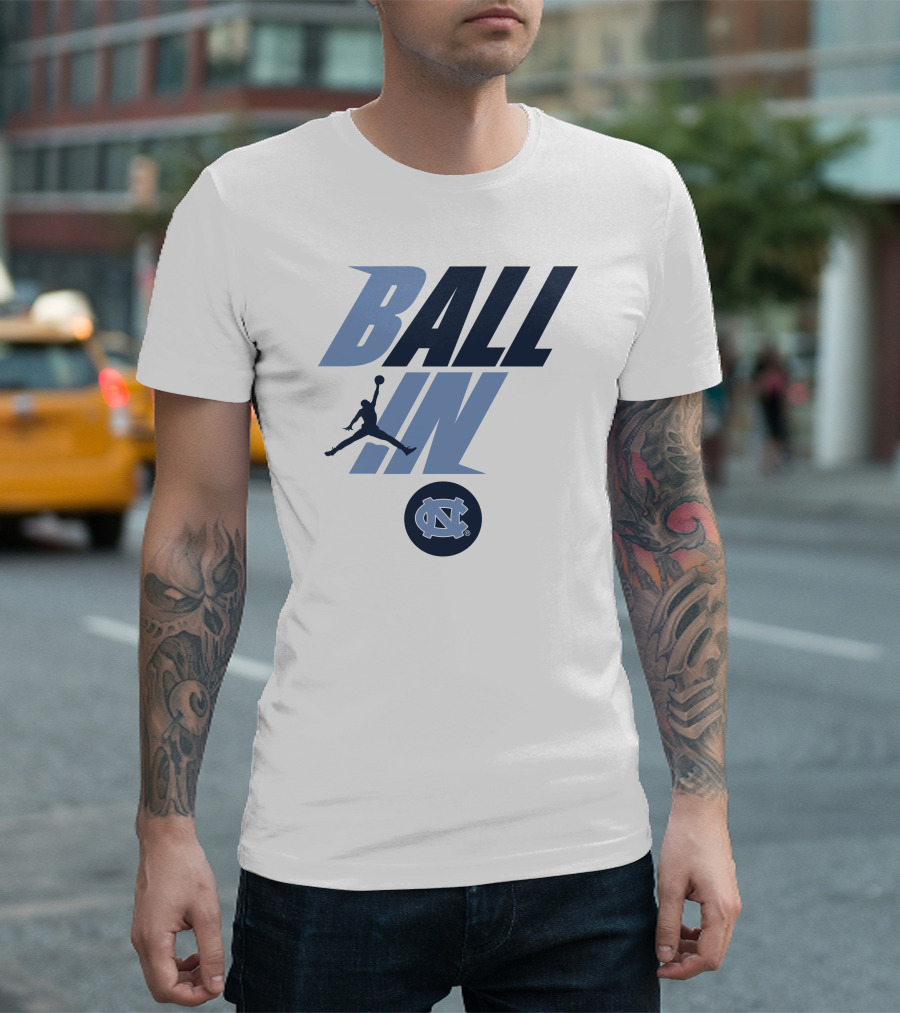 Jordan Brand North Carolina Tar Heels Ball In Jumpman Logo NC Emblem T-Shirt