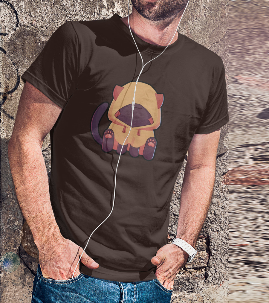 Wolfy The Witch Sitting Cat In Hooded Cloak With Paws Showing T-Shirt