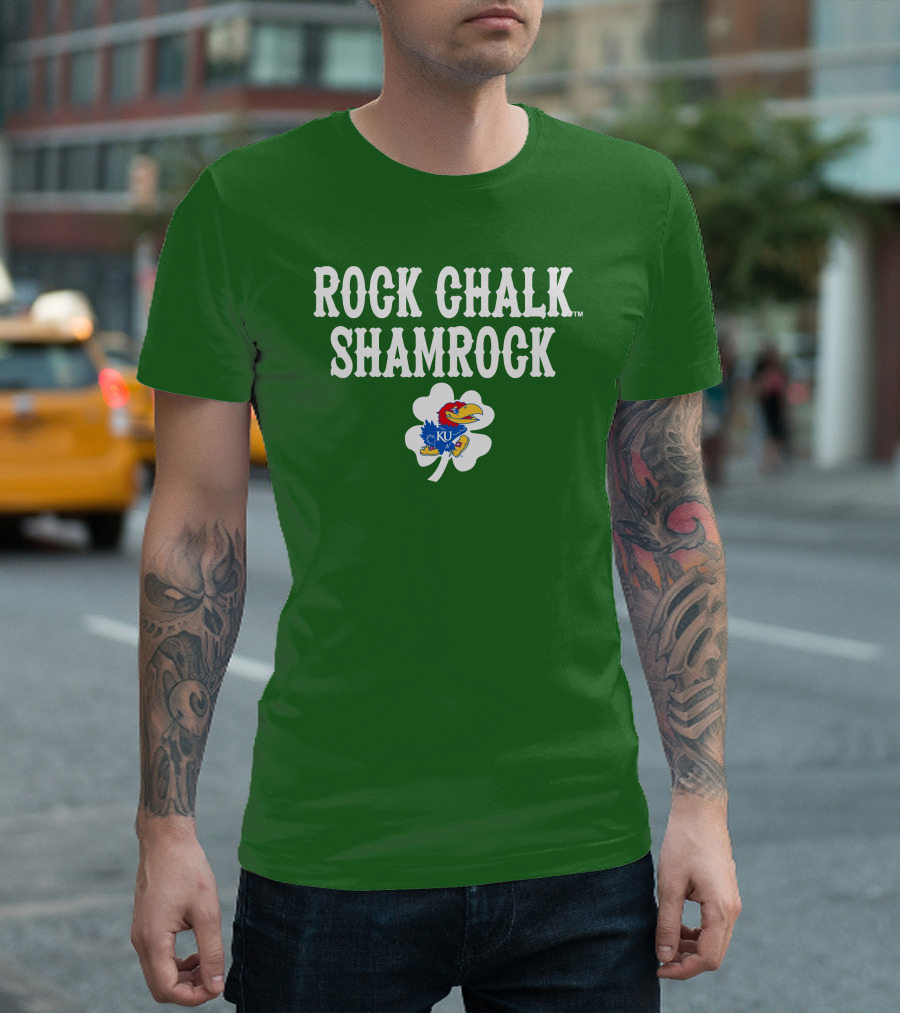 Rock Chalk Shamrock Kansas Jayhawks St Patrick’s Day Green T-Shirt