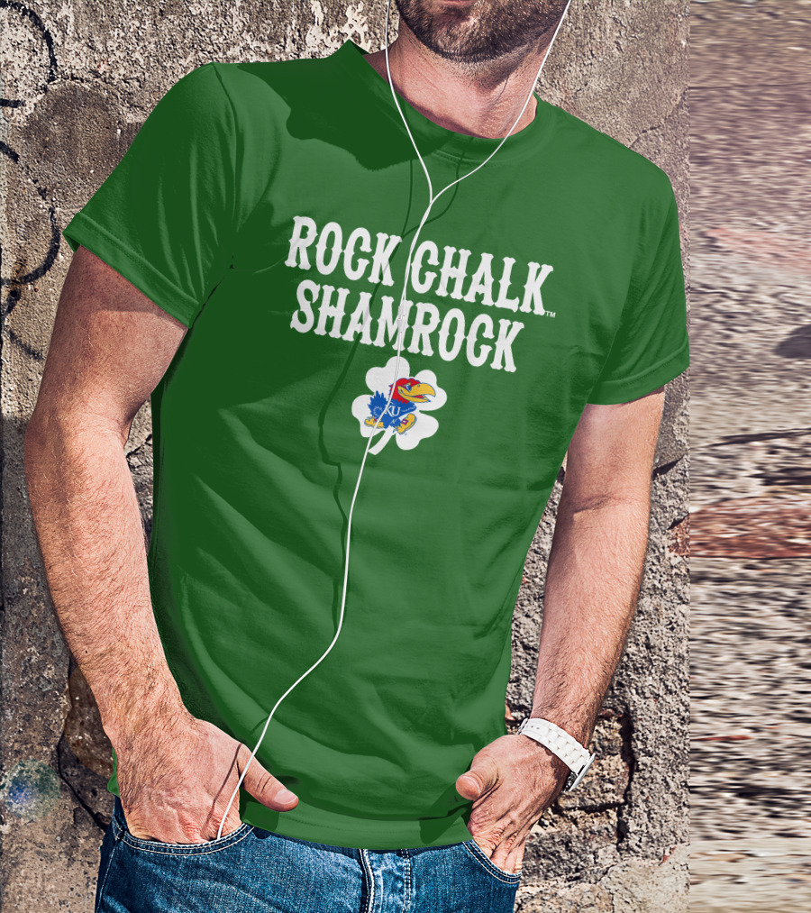 Rock Chalk Shamrock Kansas Jayhawks St Patrick’s Day Green T-Shirt