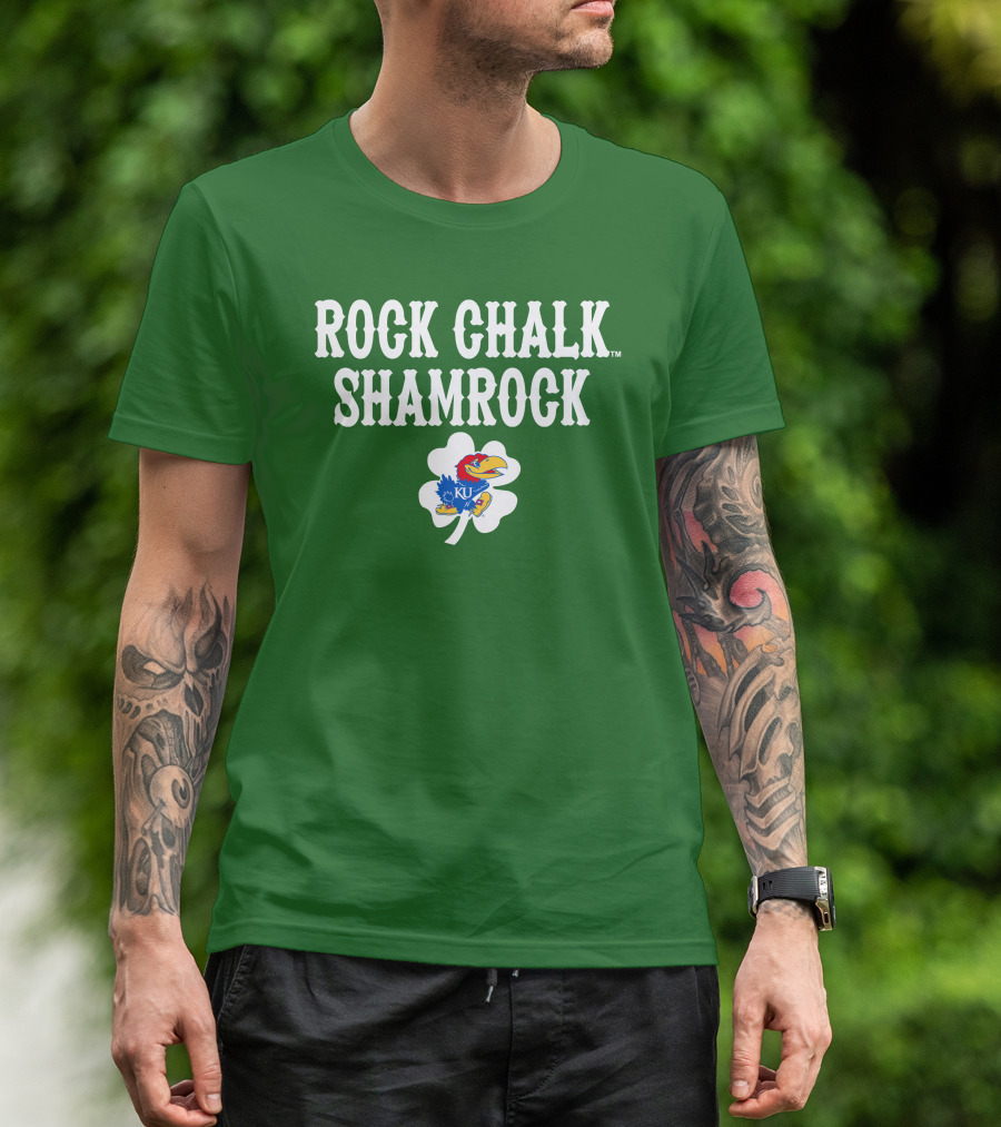 Rock Chalk Shamrock Kansas Jayhawks St Patrick’s Day Green T-Shirt
