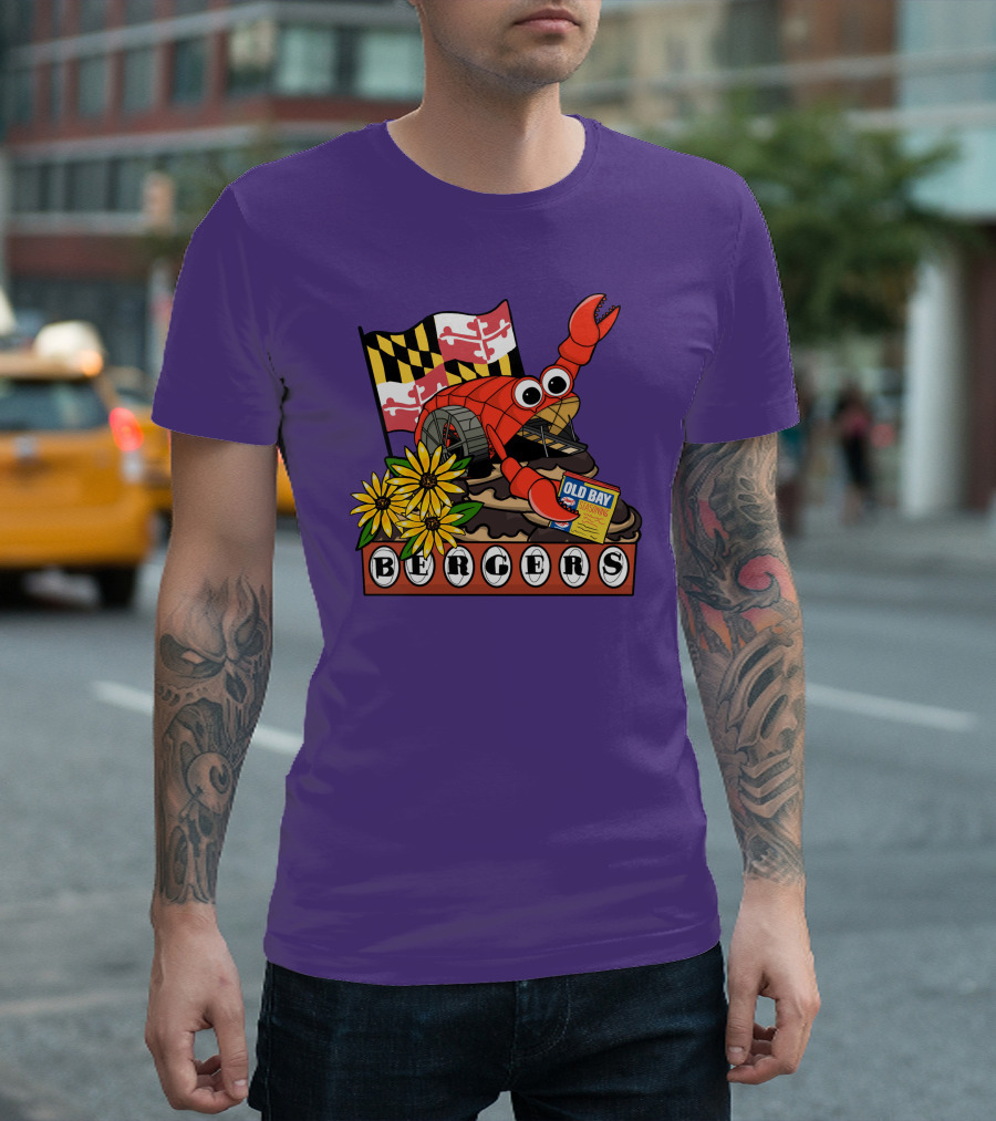 Maryland Flag Crab Bergers Old Bay Seasoning Flowers T-Shirt