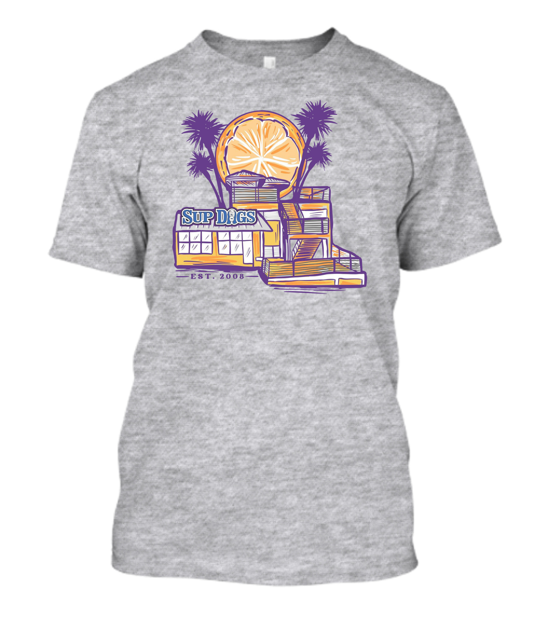 Best Bar Sup Dogs Est. 2008 Lemon Palm Trees T-Shirt