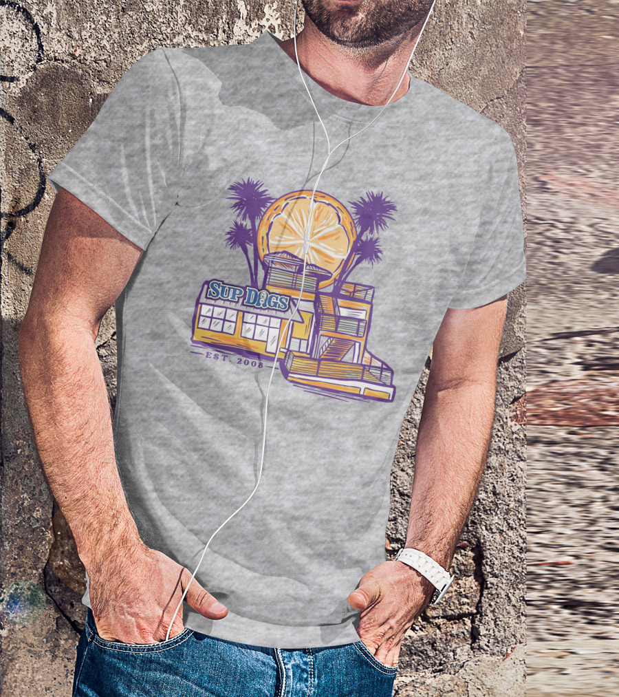 Best Bar Sup Dogs Est. 2008 Lemon Palm Trees T-Shirt