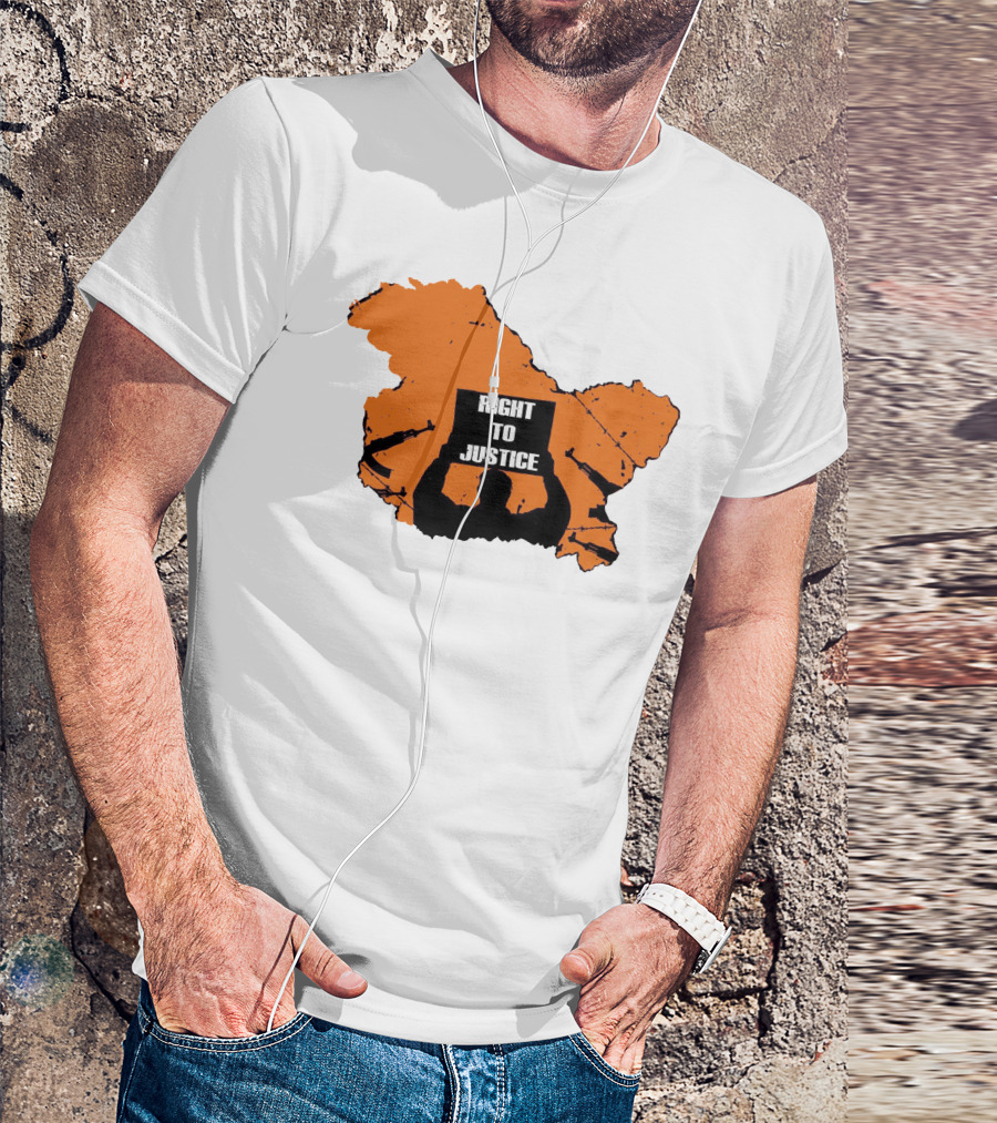 Vivek Ranjan Agnihotri Right To Justice Silhouette With Orange Map Background T-Shirt