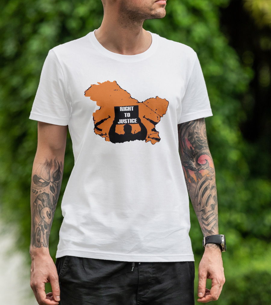 Vivek Ranjan Agnihotri Right To Justice Silhouette With Orange Map Background T-Shirt