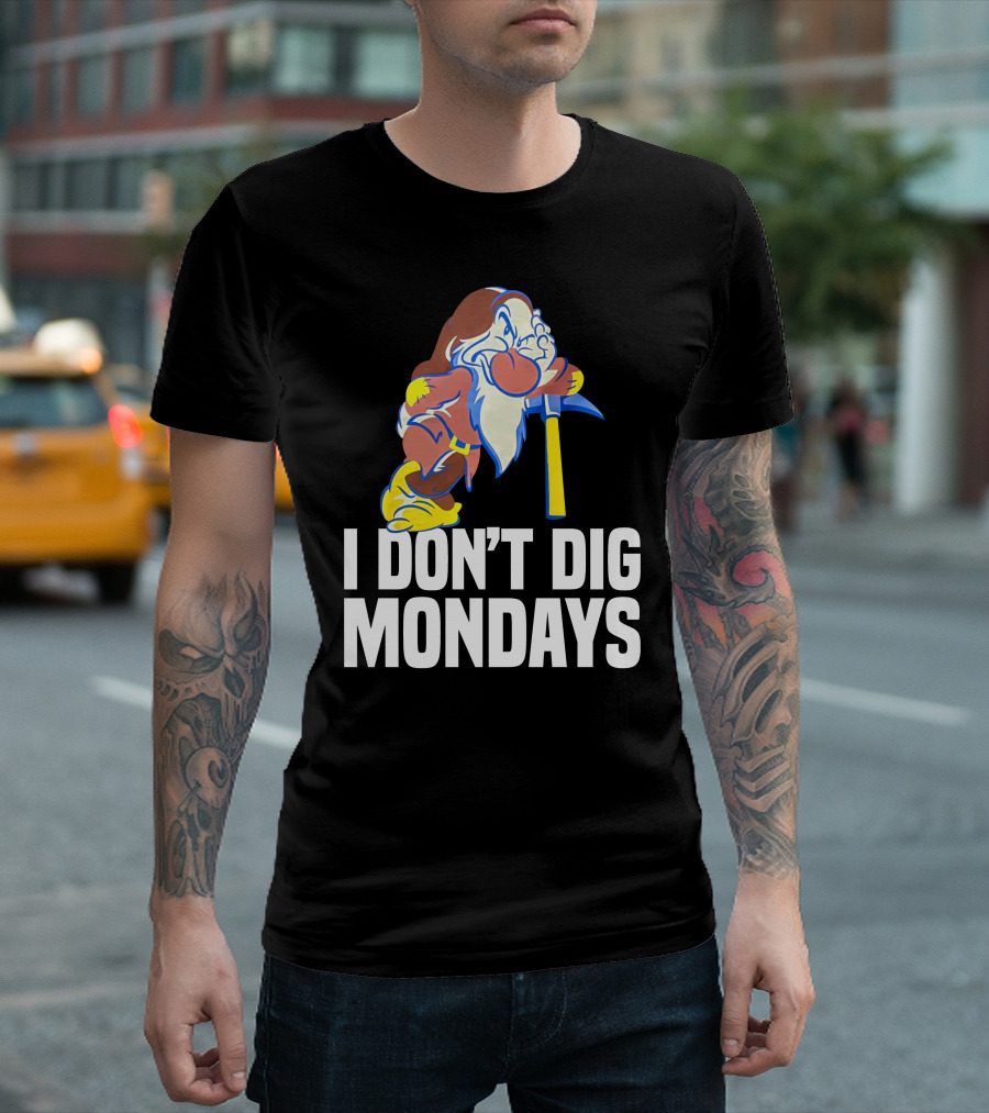 Grumpy I Don’t Dig Mondays Dwarf with Pickaxe T-Shirt
