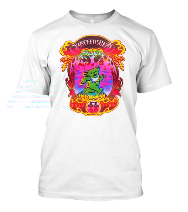 Grateful Dead X Plastered Psychedelic Bear Design With Skulls And Lightning T-Shirt