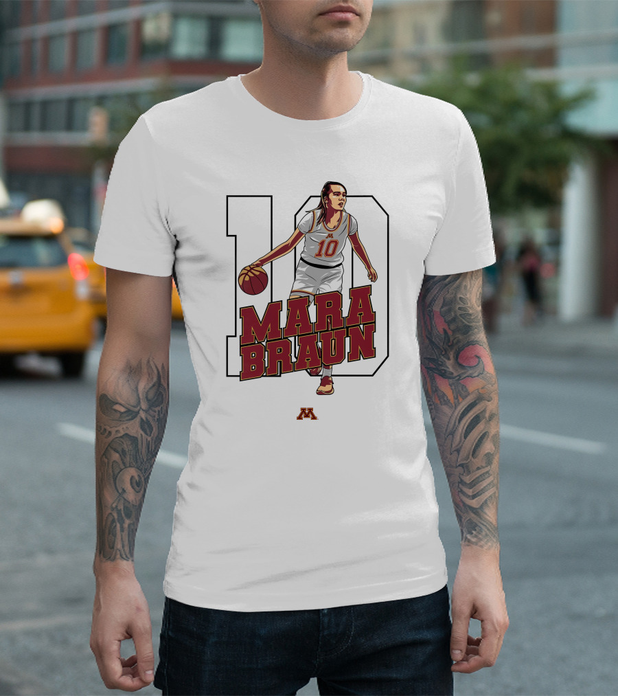 Minnesota Golden Gophers Women's Basketball Mara Braun Number 10 T-Shirt