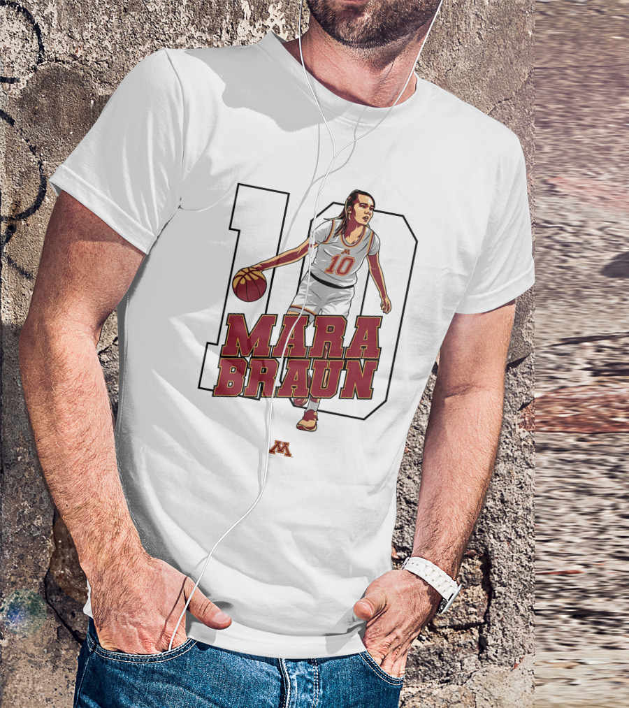 Minnesota Golden Gophers Women's Basketball Mara Braun Number 10 T-Shirt